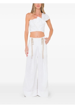 JBQ Hampton lace-up wide-leg trousers - White