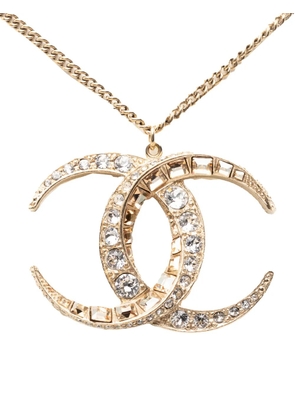 CHANEL Pre-Owned 2015 CC Gold Plated Strass Moon Pendant Necklace costume necklace
