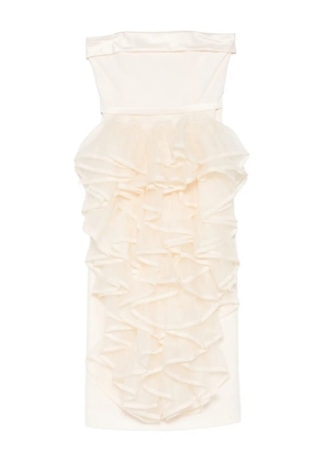 Viktor & Rolf ruffled strapless midi dress - Neutrals