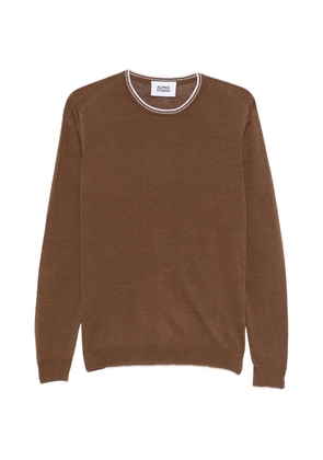 ALPHA STUDIO stripe crewneck jumper - Brown