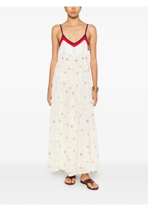 Forte Forte crochet-knit floral-embroidered maxi dress - Neutrals