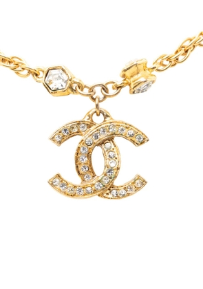 CHANEL Pre-Owned 1970-1980 CC Gold Plated Crystal Pendant Necklace costume necklace