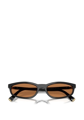 Miu Miu Eyewear logo-plaque oval-frame sunglasses - Black