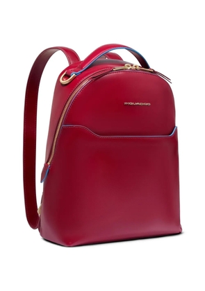 PIQUADRO logo-plaque leather backpack - Red