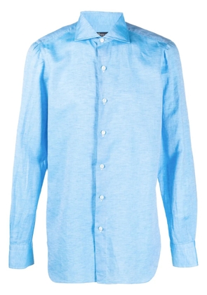 Finamore 1925 Napoli plain long-sleeve shirt - Blue