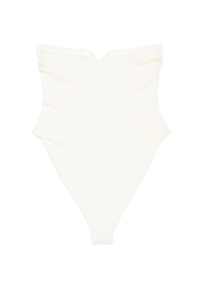 La Reveche Alya floral-appliqué swimsuit - Neutrals