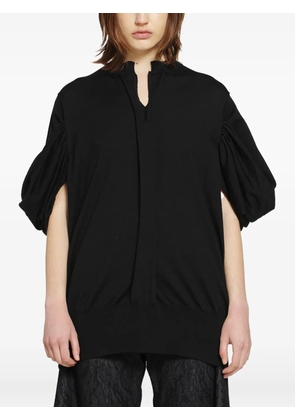 Junya Watanabe gathered-sleeves V-neck sweater - Black
