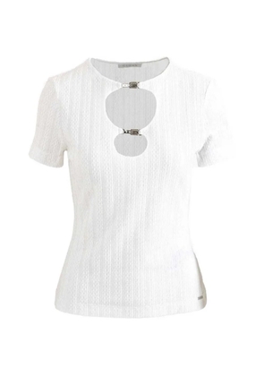 GUESS USA buckle-detail cut-out T-shirt - White