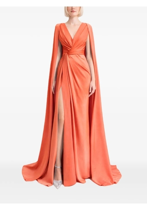 Gemy Maalouf draped cape-sleeve dress - Orange