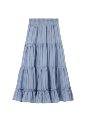 Claudie Pierlot striped ruffled-tiers A-line skirt - Blue