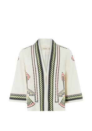 Temperley London Avalon embroidered linen jacket - Neutrals