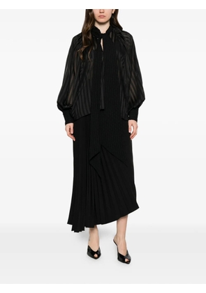 Parlor striped pussy-bow-collar blouse - Black