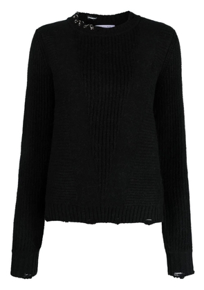 Patrizia Pepe eyelet-embellished distressed jumper - Black