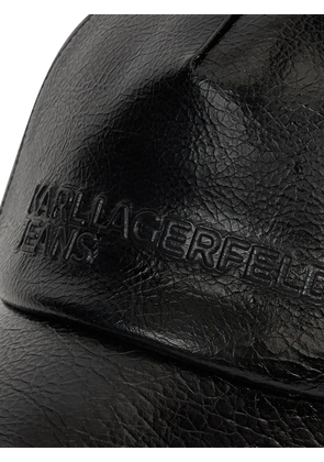 Karl Lagerfeld Jeans logo-embossed cracked-effect cap - Black