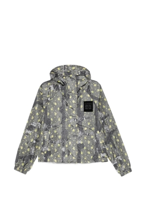 GANNI floral-print hooded jacket - Grey