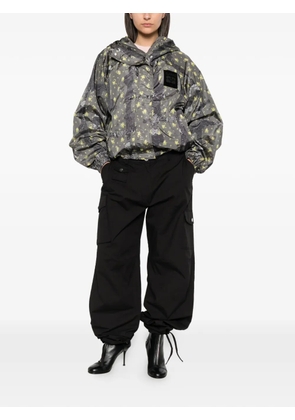 GANNI floral-print hooded jacket - Grey