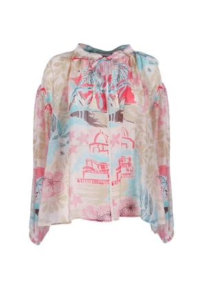 Ermanno Scervino floral-print lace-trim blouse - Neutrals