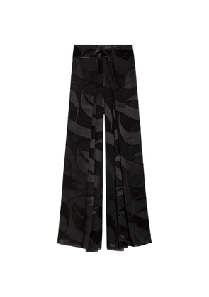 DELOS Cybelle leaf-pattern devoré-satin trousers - Black
