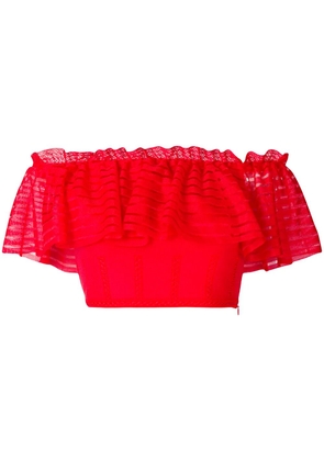 Alexander McQueen cropped off-the-shoulder top - Red