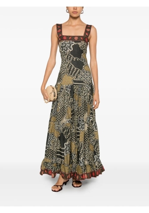 PHILIPPA 1970 Zita abstract-print maxi dress - Black