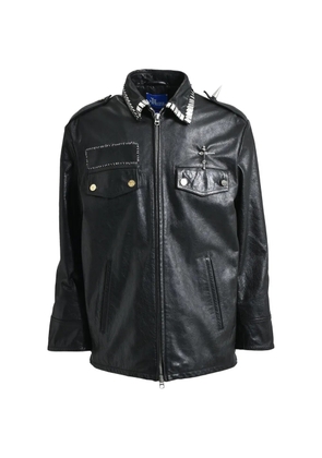 MARKING DISTANCE zip leather jacket - Black