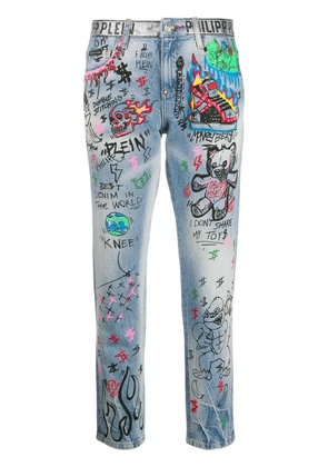 Philipp Plein Art 5 Graffiti boyfriend jeans - Blue