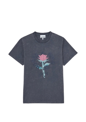 GANNI floral-print crew-neck T-shirt - Grey