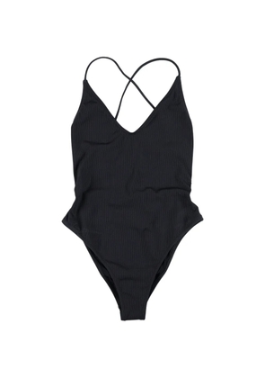 BELAMER Elen ribbed crossover-strap swimsuit - Black