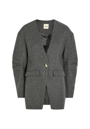 AKYN pleated-sleeve collarless jacket - Grey