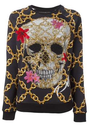 Philipp Plein embellished skull print jumper - Black