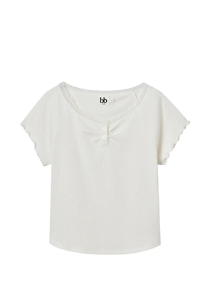 b+ab lace-trim ribbed T-shirt - Neutrals