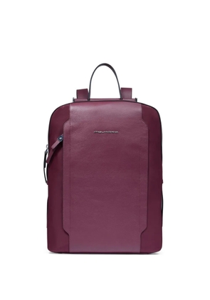 PIQUADRO leather-panelled 14' laptop backpack - Red