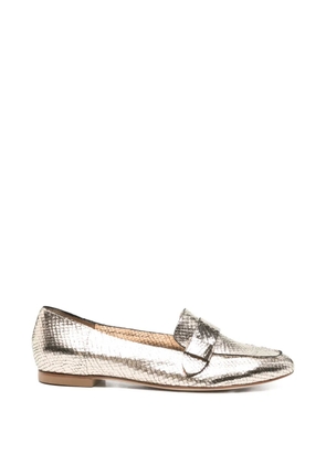 Anna F. snakeskin-effect metallic loafers - Gold
