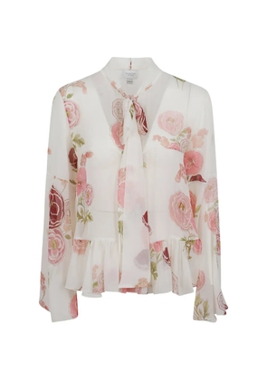 Giambattista Valli floral-print silk blouse - White