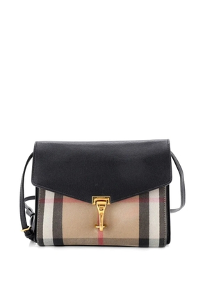 Burberry Pre-Owned Macken Leather and House Check Canvas Small crossbody bag - Black