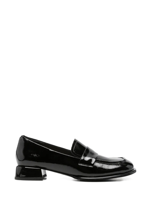 SERGIO MORETTI FIRENZE patent-finish square-toe loafers - Black