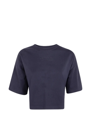 Balmain logo-embroidered cropped T-shirt - Black