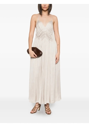 Barbara Bui macramé-detail pleated maxi dress - Neutrals
