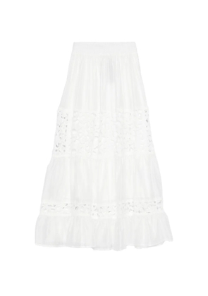 Cenere GB crochet-trim tiered skirt - White
