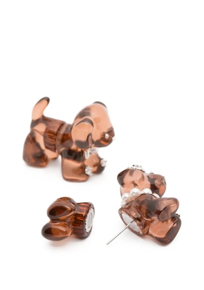 YVMIN dog-shape embellished earrings - Brown