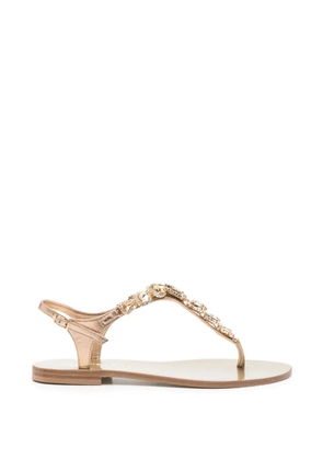 EDDI CUOMO glass-embellished T-strap sandals - Gold
