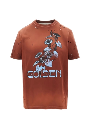 Golden Goose distressed-effect floral-print T-shirt - Brown
