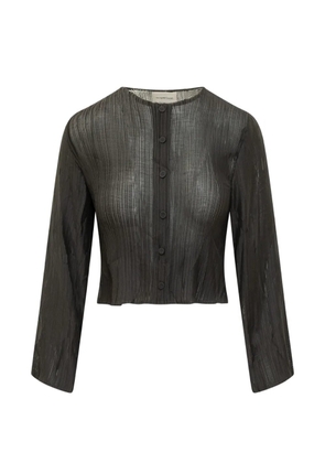 Gongdid Design plissé-effect long-sleeve cardigan - Black