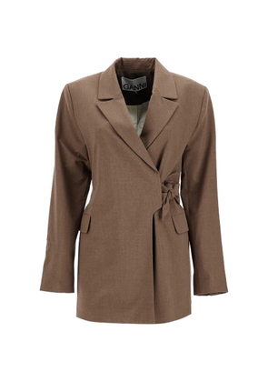 GANNI wrap-design blazer - Brown