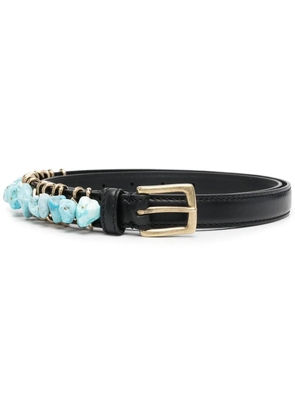 Ermanno Scervino gemstone-embellished leather belt - Black