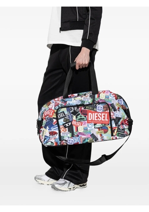 Diesel sticker-print duffle bag - White