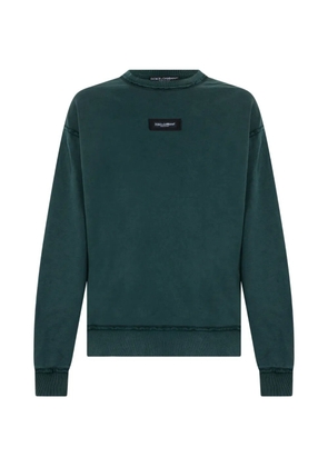 Dolce & Gabbana logo-patch raw-edge sweatshirt - Green