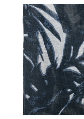 Emporio Armani leaf-print scarf - Blue