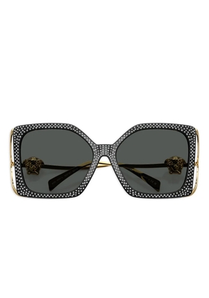 Versace Eyewear crystal-embellished square-frame sunglasses - Black