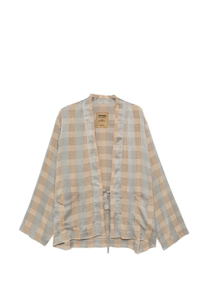 Uma Wang check-pattern tie-fastening jacket - Neutrals